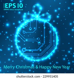 EPS10 vector circuit board ball christmas background texture 