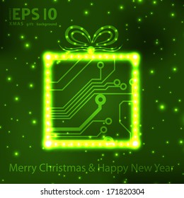 EPS10 vector circuit board christmas gift box background texture