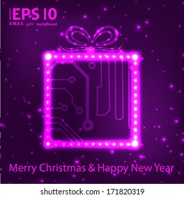 EPS10 vector circuit board christmas gift box background texture