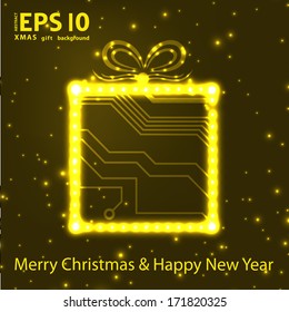 EPS10 vector circuit board christmas gift box background texture