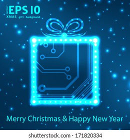 EPS10 vector circuit board christmas gift box background texture