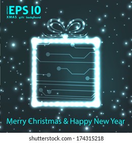 EPS10 vector circuit board christmas gift box background texture 