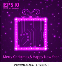 EPS10 vector circuit board christmas gift box background texture 