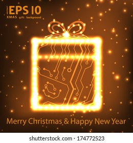 EPS10 vector circuit board christmas gift box background texture