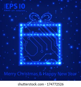 EPS10 vector circuit board christmas gift box background texture