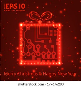 EPS10 vector circuit board christmas gift box background texture