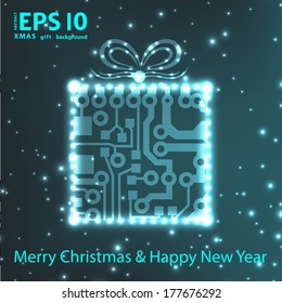 EPS10 vector circuit board christmas gift box background texture