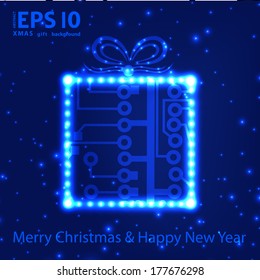 EPS10 vector circuit board christmas gift box background texture