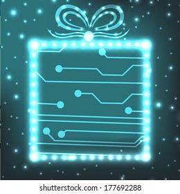 EPS10 vector circuit board christmas gift box background texture