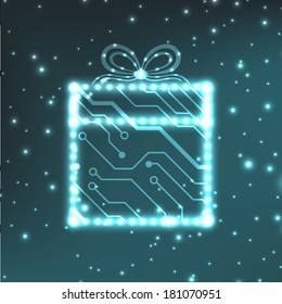 EPS10 vector circuit board christmas gift box background texture 