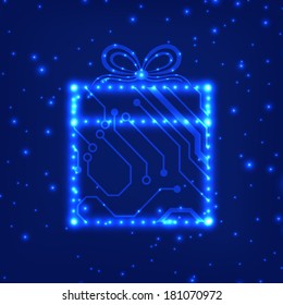 EPS10 vector circuit board christmas gift box background texture 