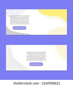 EPS10 vector clean abstract and minimalist background isolated on a white background banner set with description box and a blue more info button perfect for your website