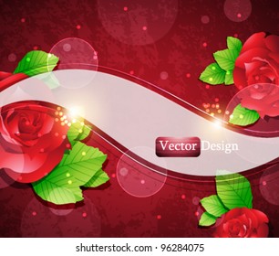 Eps10 Vector Colorful Background with Fresh Red Roses Design