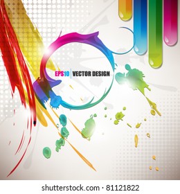 eps10 vector colorful trendy ink and paint splatter design
