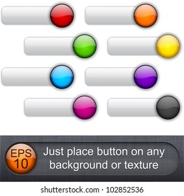 Eps10 vector. Different blending layer modes were used. You can easy place button on any background or texture.