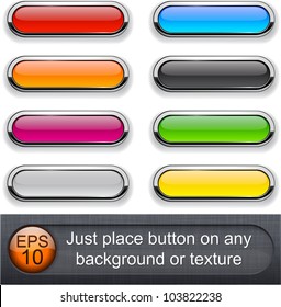 Eps10 vector. Different blending layer modes were used. You can easy place button on any background or texture.