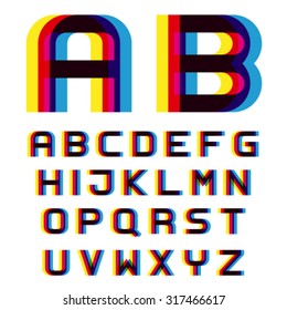 EPS10 vector distortion blur font alphabet letters