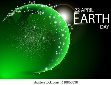 eps10 vector Earth Day A4 poster for web, print and design. Social problem advertising banner. Editable poster for 22nd of April holiday. Earth planet orbit sunrise. Graphic illustration. Add any text