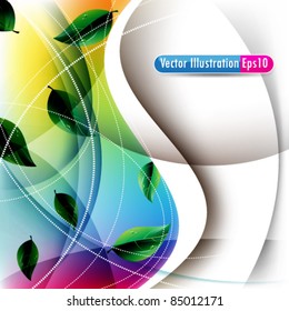 eps10 vector elegant wave with leaves