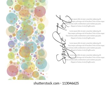 EPS10 vector file. Colorful transparent dots seamless background pattern with blank space to write your own text
