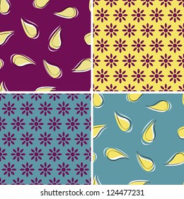 EPS10 vector file. Vector set of four seamless pattern with floral decoration. Raster version available in my portfolio