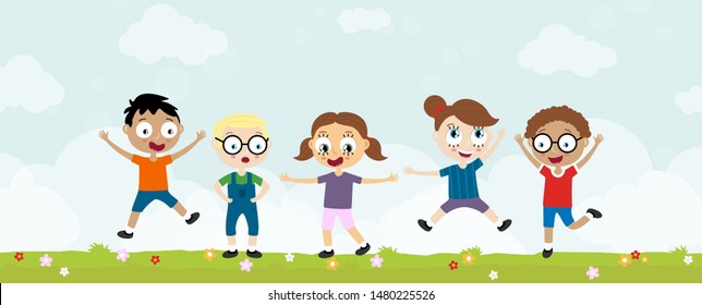 Hopping Kids Stock Vectors, Images & Vector Art | Shutterstock