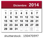 EPS10 vector file. Spanish version of December 2014 calendar. The EPS file includes the version in blue, green and black in different layers. Raster version available in my portfolio.
