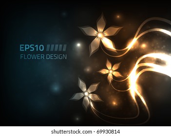 EPS10 Vektorblumendesign auf dunklem Hintergrund