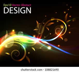 Eps10 Vector Glowing Colorful Foliage Background Design