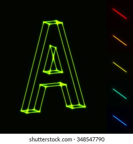 EPS10 vector glowing wireframe letter A - easy to change color