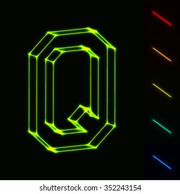 EPS10 vector glowing wireframe letter Q - easy to change color