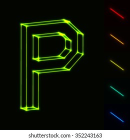 EPS10 vector glowing wireframe letter P - easy to change color