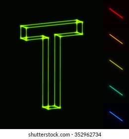 EPS10 vector glowing wireframe letter T - easy to change color