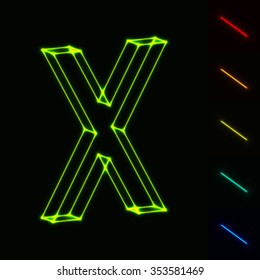 EPS10 vector glowing wireframe letter X - easy to change color