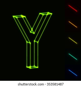 EPS10 vector glowing wireframe letter Y - easy to change color