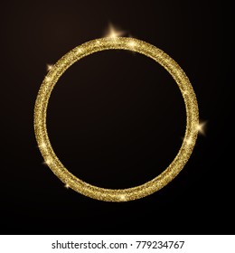 Eps10 vector golden glitter shiny sparkles round frame design