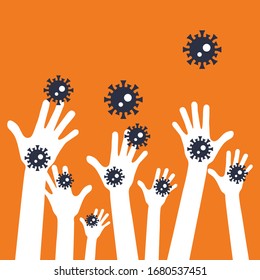 Eps-10 vector graphic virus, bacterium on the hands