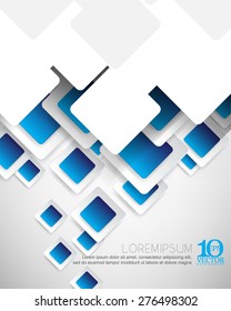 eps10 vector green geometric round corner square overlapping blue frame background