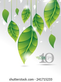 eps10 vector green leaf elements upside down ecology background design