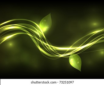 EPS10 vector green nature line with leaves