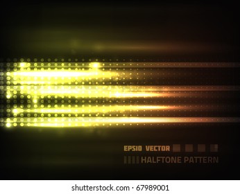 EPS10 vector halftone pattern against dark background, colored yellow and orange
