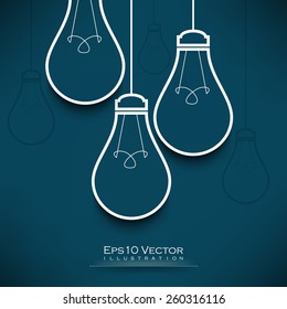 eps10 vector hanging light bulb outline drawing background illustration