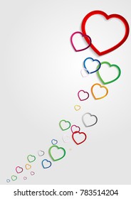 eps10 vector happy Valentine's Day illustration. Colorful flying hearts isolated on white background. Happy holiday greeting background. Graphic design element mock-up. Template for web, print, design