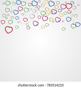 eps10 vector happy Valentine's Day illustration. Colorful flying hearts isolated on white background. Happy holiday greeting background. Graphic design element mock-up. Template for web, print, design