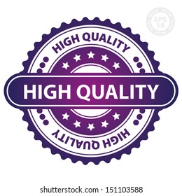 EPS10 Vector : High Quality Rubber Stamp (Sticker, Tag, Icon, Symbol) with purple color, isolated on white background 