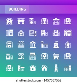 EPS10 vector icons related to buildings and architecture. Symbols such as residential, commercial, public and private buildings are included.