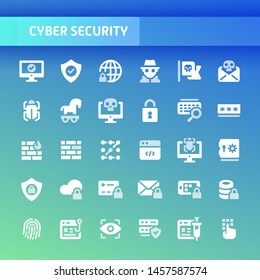 EPS10 vector icons related to cyber & internet security. Symbols such as mobile, cloud & computer security are included in this set.