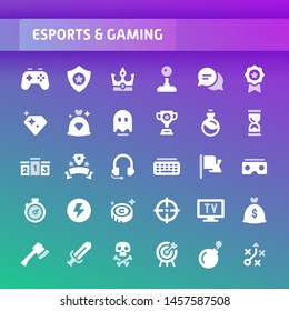 EPS10 Vector Icons Related To Esports And Gaming. Symbols Such As Game Equipment And Competition Are Included In This Set.