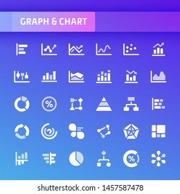EPS10 vector icons related to graph & chart used in statistics and infographic. Symbols such as bar, line, pie, & scatter graphs are included.