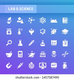 EPS10 vector icons related to science and laboratory. Symbols such as laboratory equipment, research and experiment are included in this set.